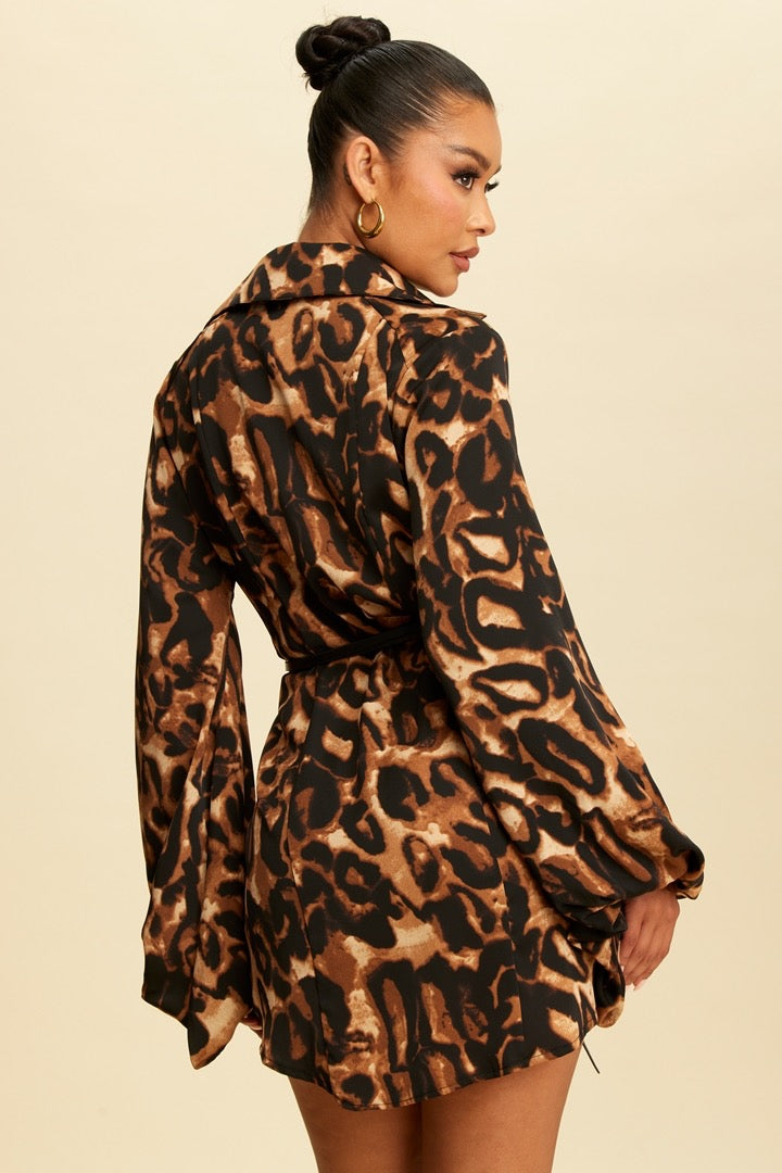 Vestido animal print con cinto