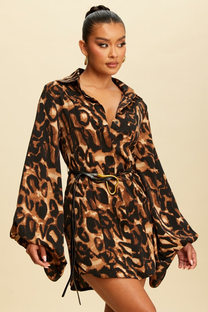 Vestido animal print con cinto